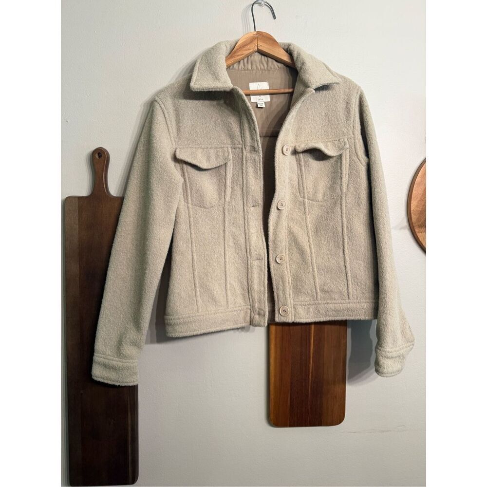 Joie Camel Tan Teddy Long‎ Sleeve Button Front Moto Shacket Cropped Jacket XS